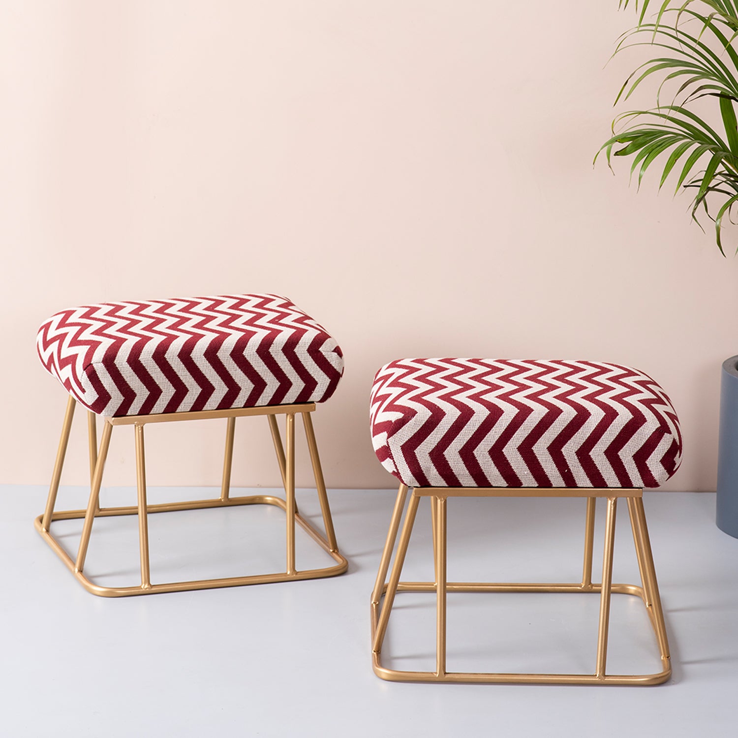 Buy White Criss Cross Pouf Set of 2 with Filler Online in India - Nestroots