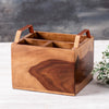 Inseparables Teak Wood Cutlery Holder - Copper