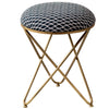 Quad Fabric Cross Metallic Stool in Blue Color Set of 2