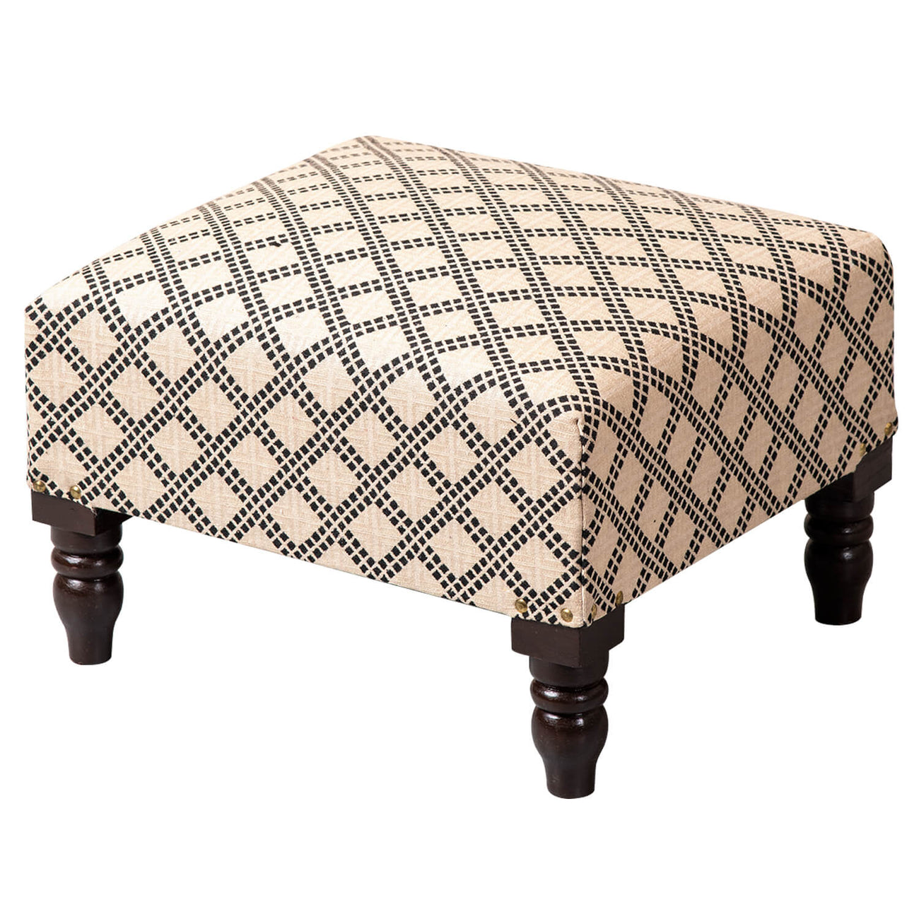 Quad Jacquard Wooden Footrests in Cream Color