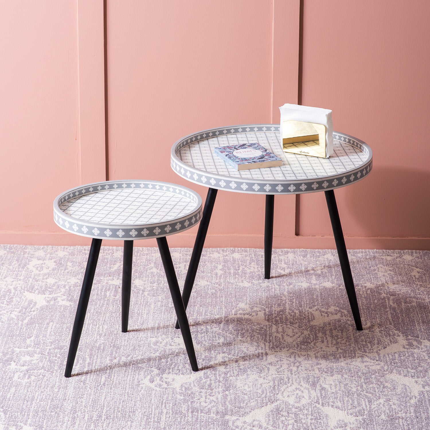 Metal Mosaic: Contemporary Coffee Side Table Set