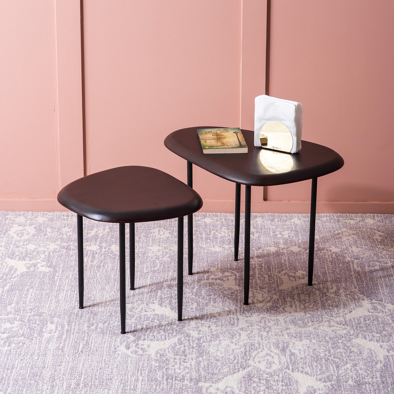 Modern Mingle: Wood and Metal End Table Set