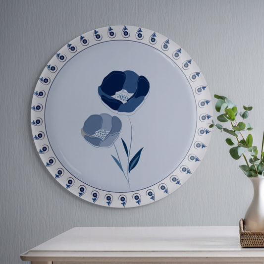 Abstract Geometry in Everyday Art Blue Pottery Inspired floral plate