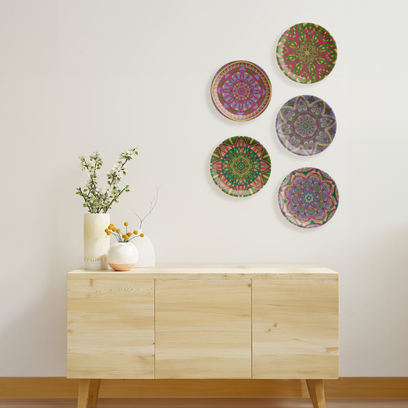 Tranquil Tapestry Mandala Wall Plates Set of 5