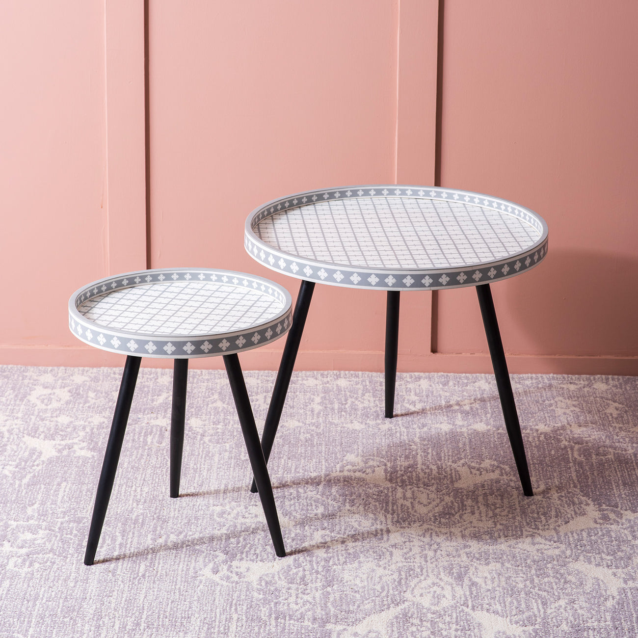 Metal Mosaic: Contemporary Coffee Side Table Set