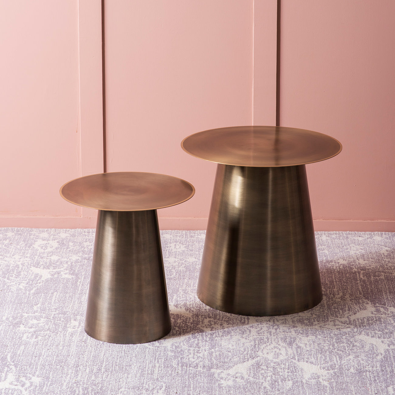 Gilded Grandeur: Geometric Gold Accent Side Table Set