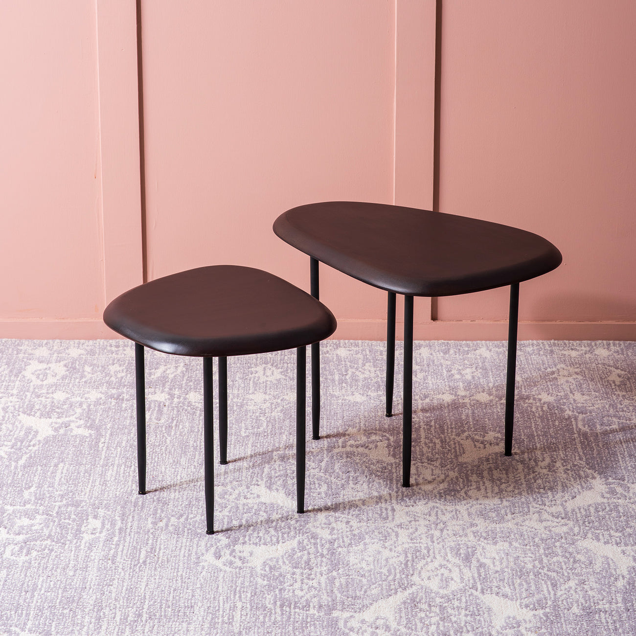 Modern Mingle: Wood and Metal End Table Set