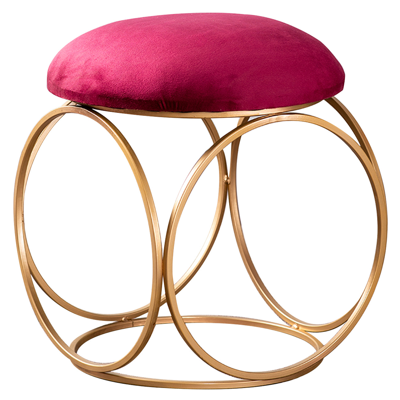 Lush Velvet Ring Metallic Stool in Maroon Color