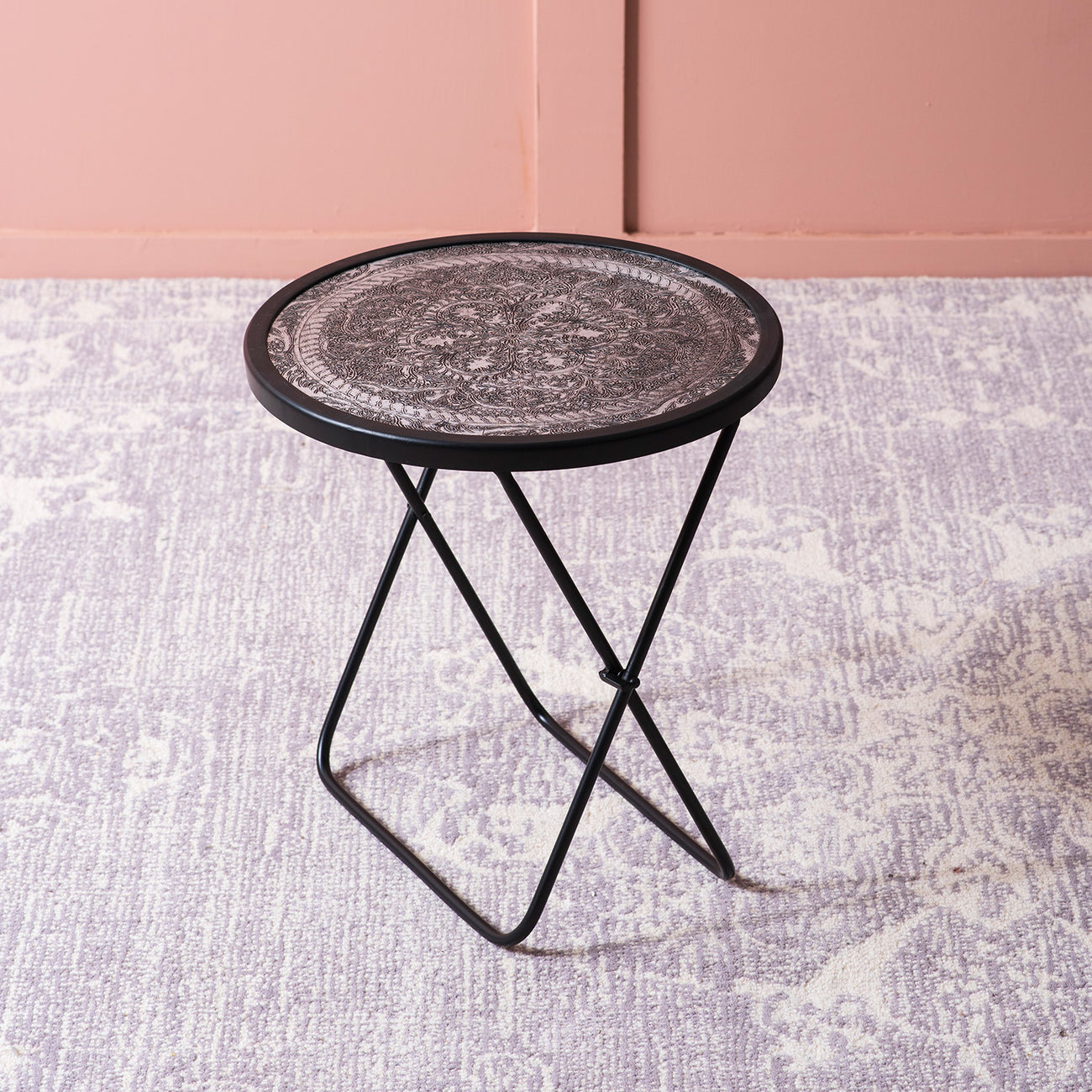 Silver Spectrum: Polished Foldable Side Table