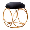 Classic Velvet Ring Metallic Stool in Black Color