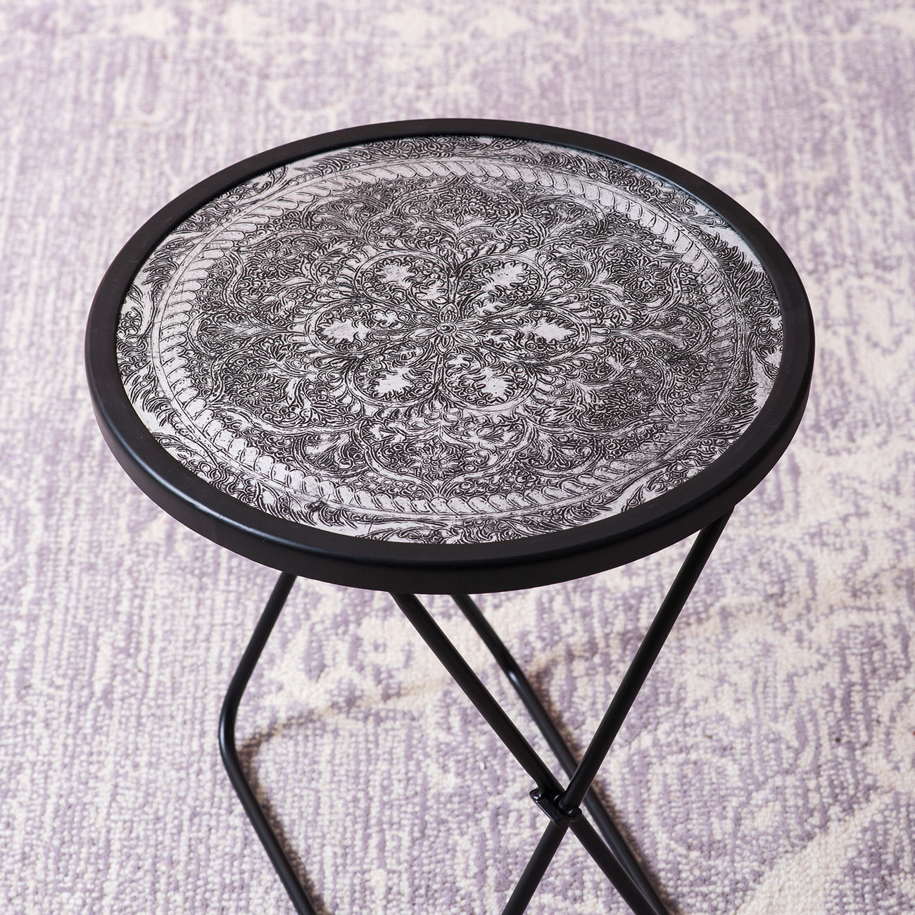 Silver Spectrum: Polished Foldable Side Table