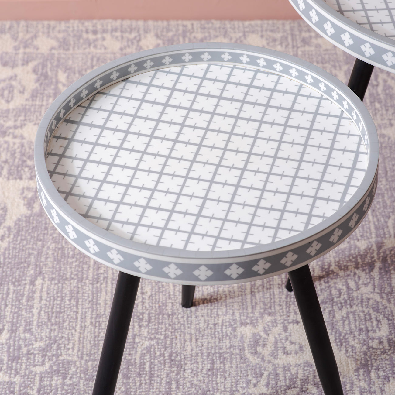 Metal Mosaic: Contemporary Coffee Side Table Set