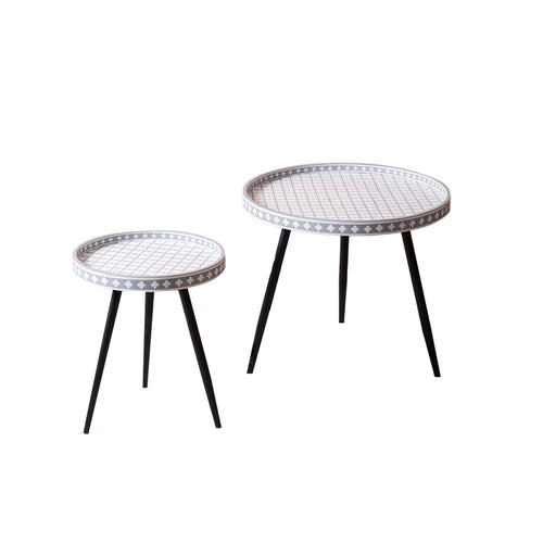 Metal Mosaic: Contemporary Coffee Side Table Set