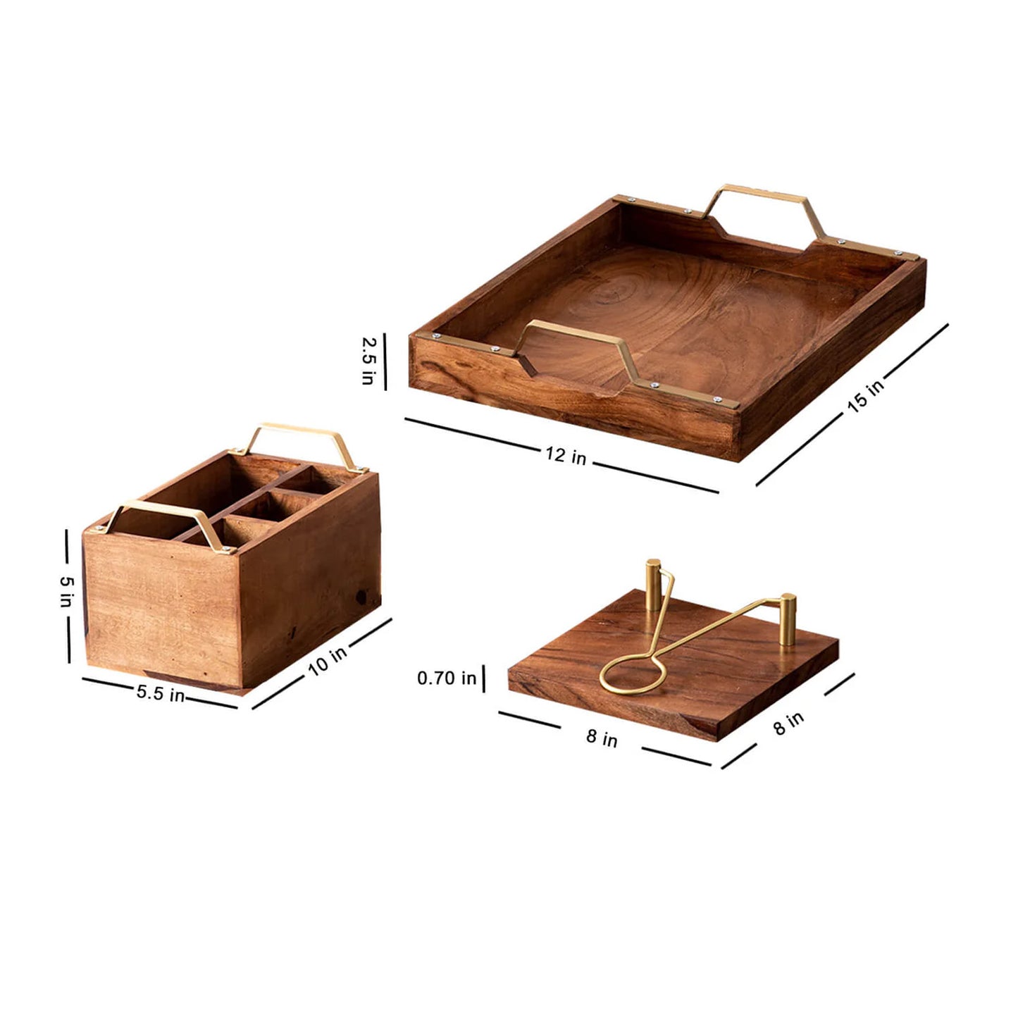 The Gorgeous Inseparables Serveware Wooden Set of 3