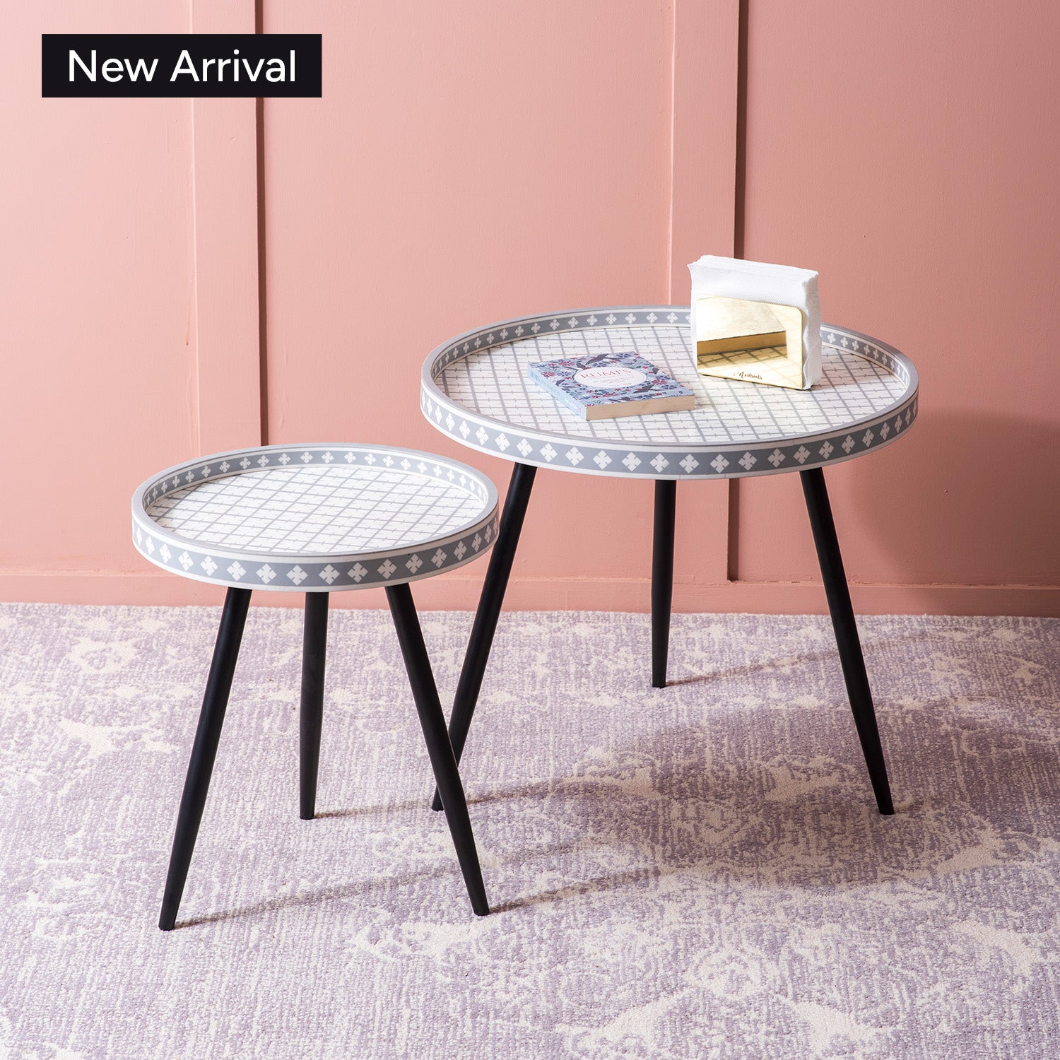 Metal Mosaic: Contemporary Coffee Side Table Set