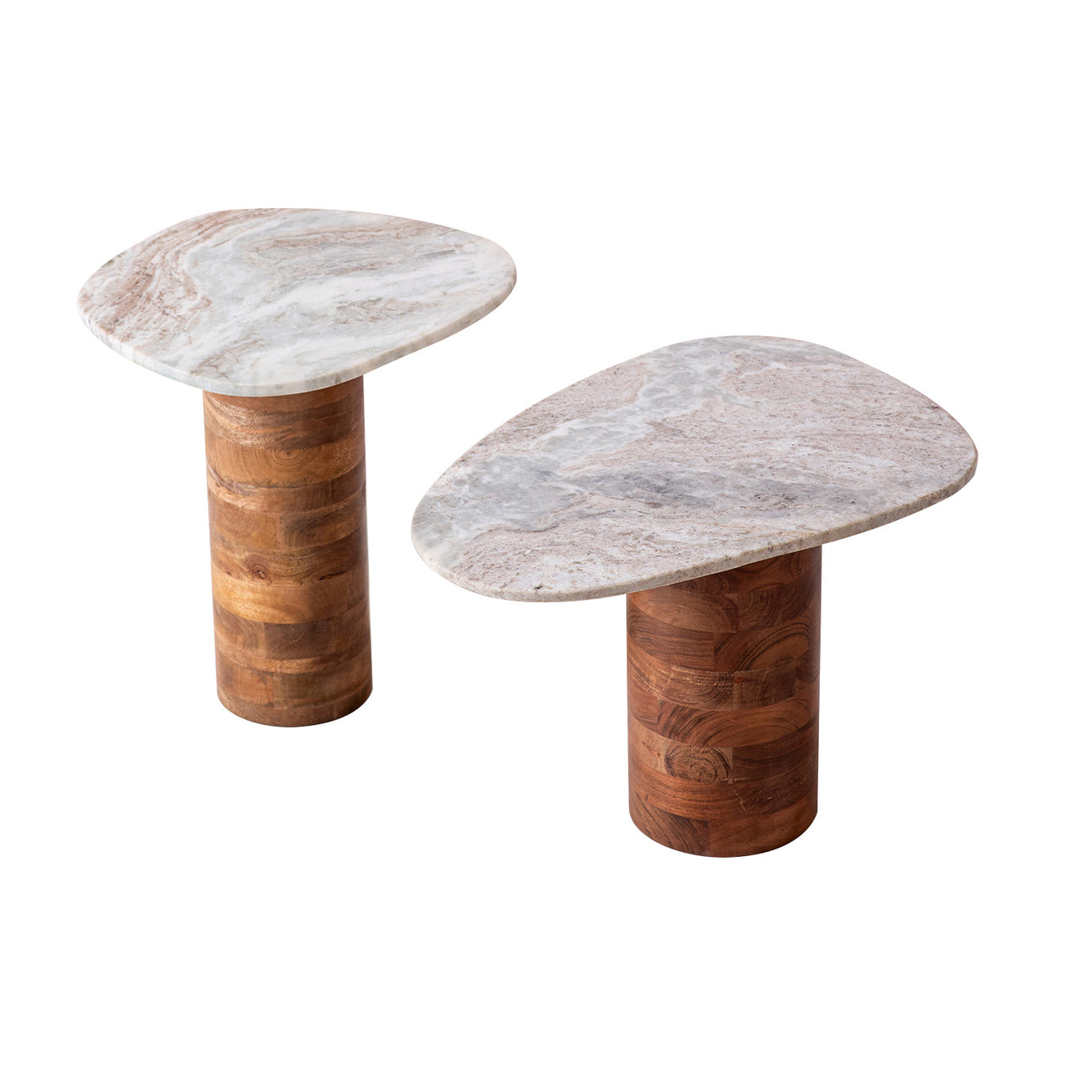 Natural Marble Side Table Set of 2