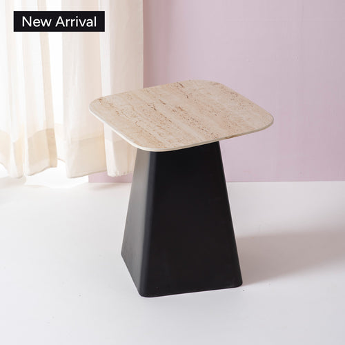 Ceramic Vista: Contemporary Metal Base Side Table