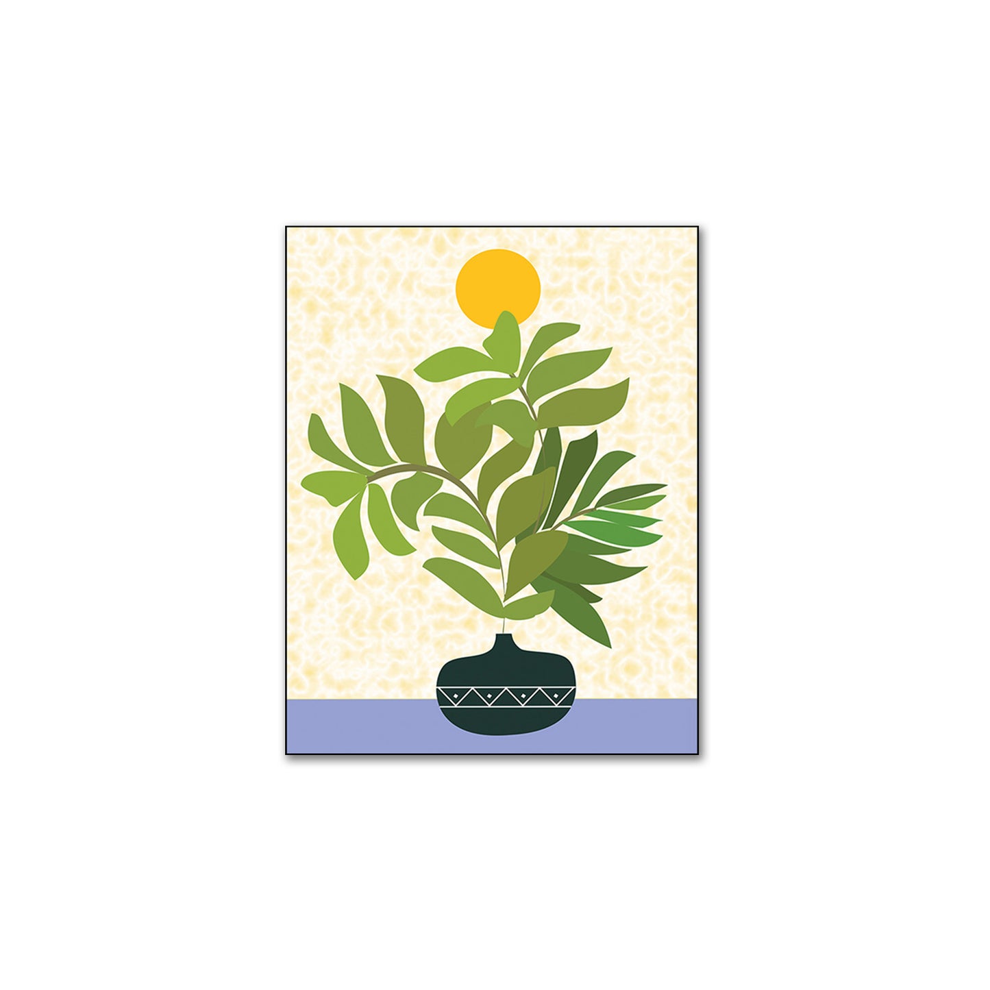 Serene Green Plant Bowl Art  Canvas Wall Painting