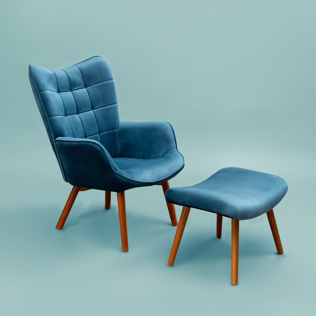 Buy Accent Chairs With Ottoman Footrest Blue Online