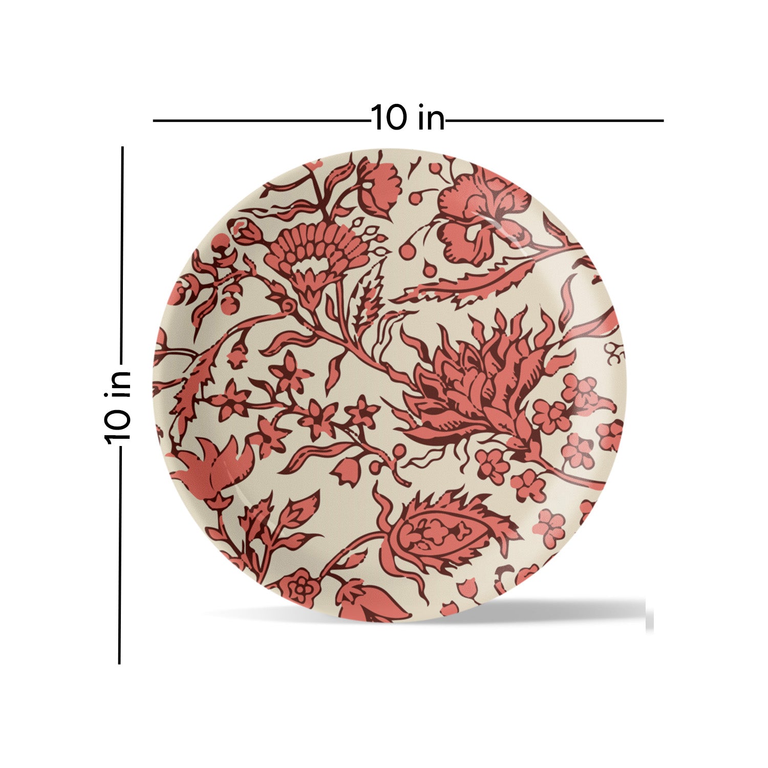 Ethnic Floral Printed Wall Plate White Base