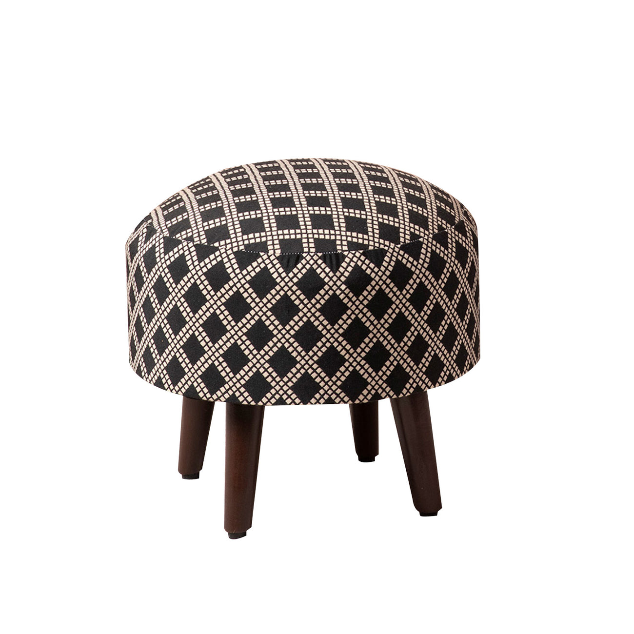 Black Diamond Woven Ottoman Set of 2