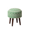 Botanic Fabric Wooden Ottoman in Green Color