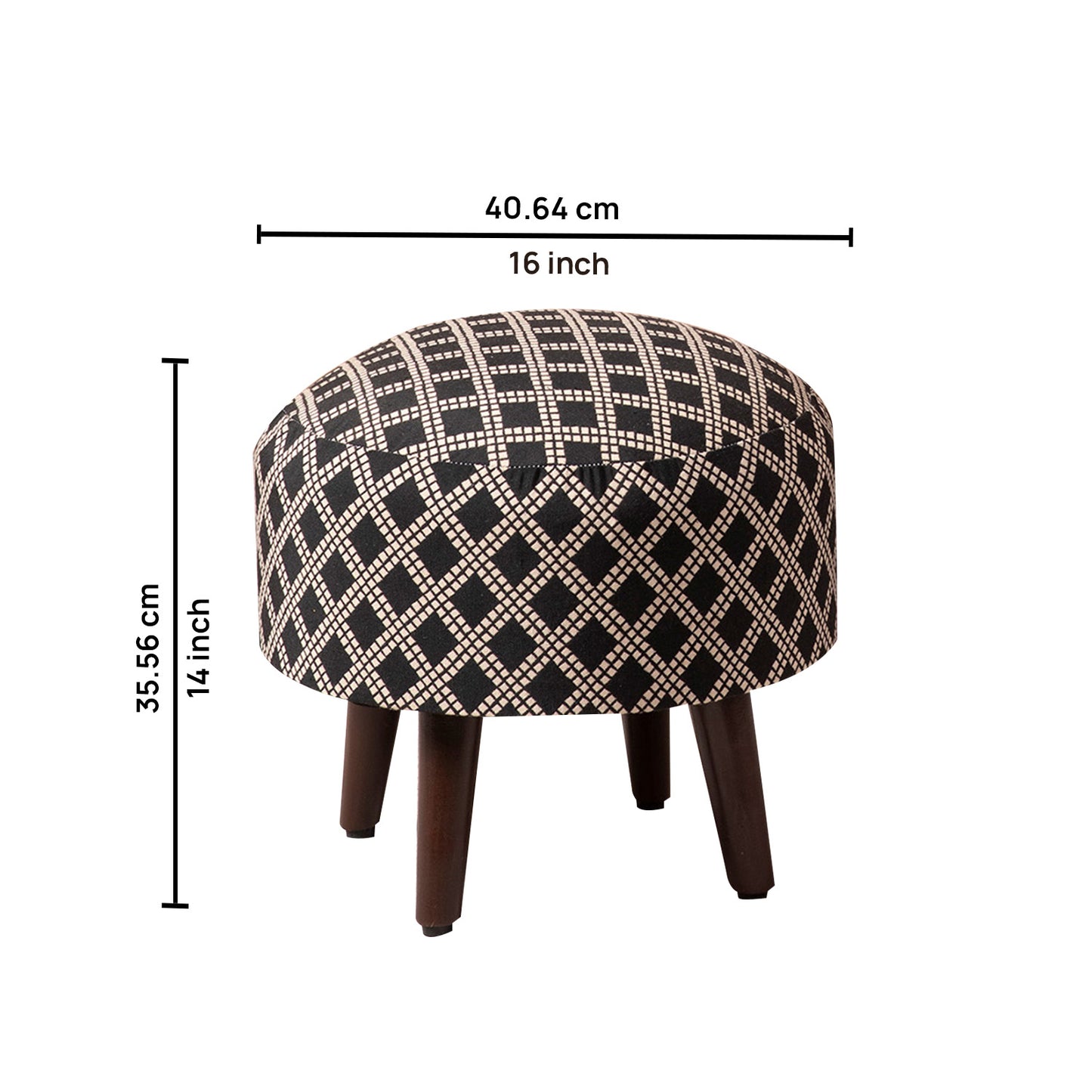 Black Diamond Woven Ottoman Set of 2