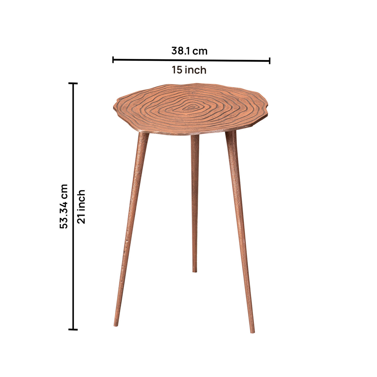 Cosmo Aluminium Floral End Table in Copper Color Set of 2