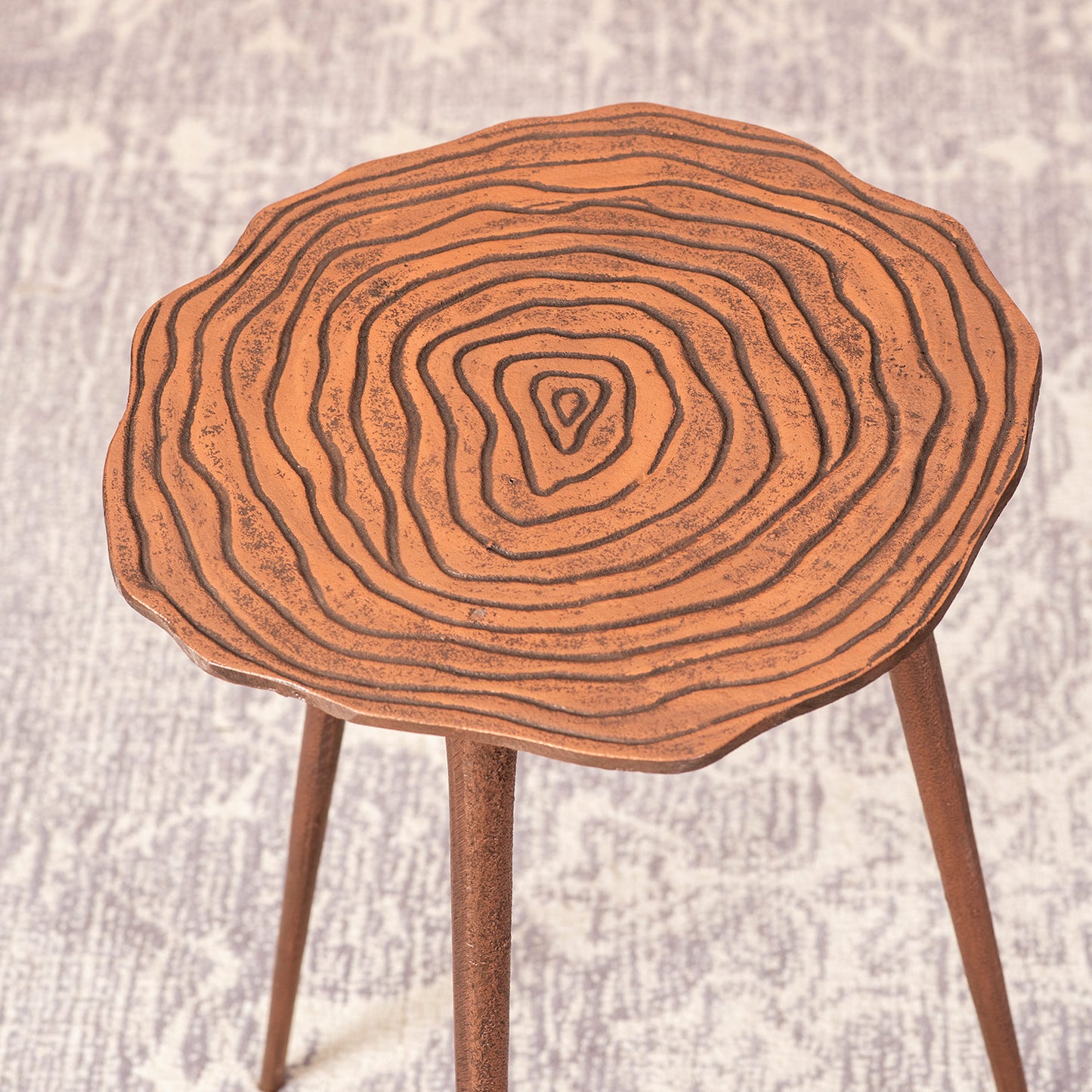 Cosmo Aluminium Floral End Table in Copper Color Set of 2