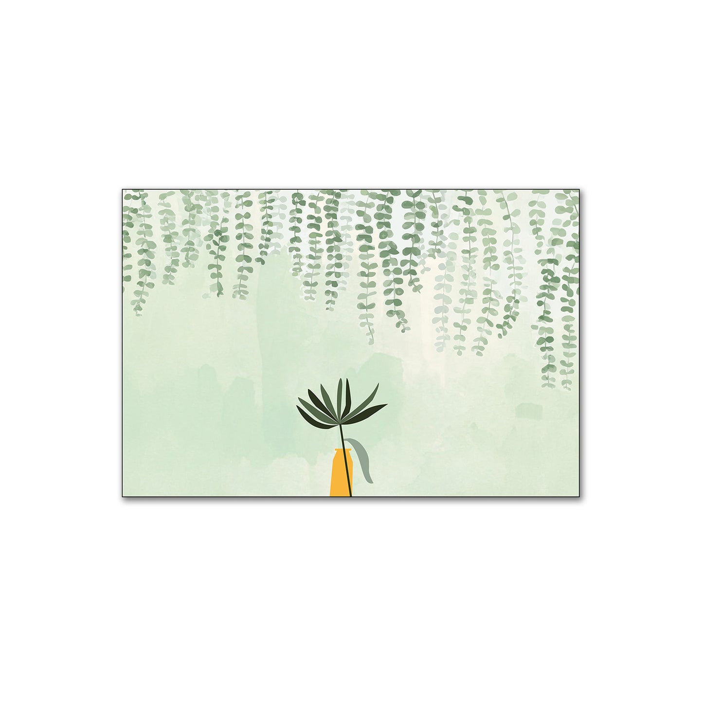 Green Plant in Yellow Vase Canvas Wall Painting