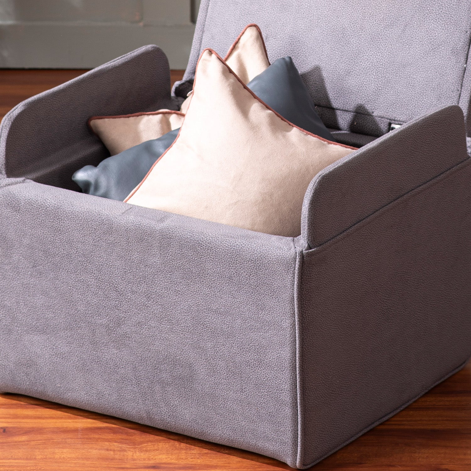 Best Grey Storage Ottoman Set Of 2 Online Shop Now