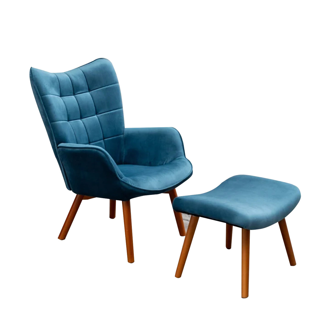 Buy Accent Chairs With Ottoman Footrest Blue Online Best Price