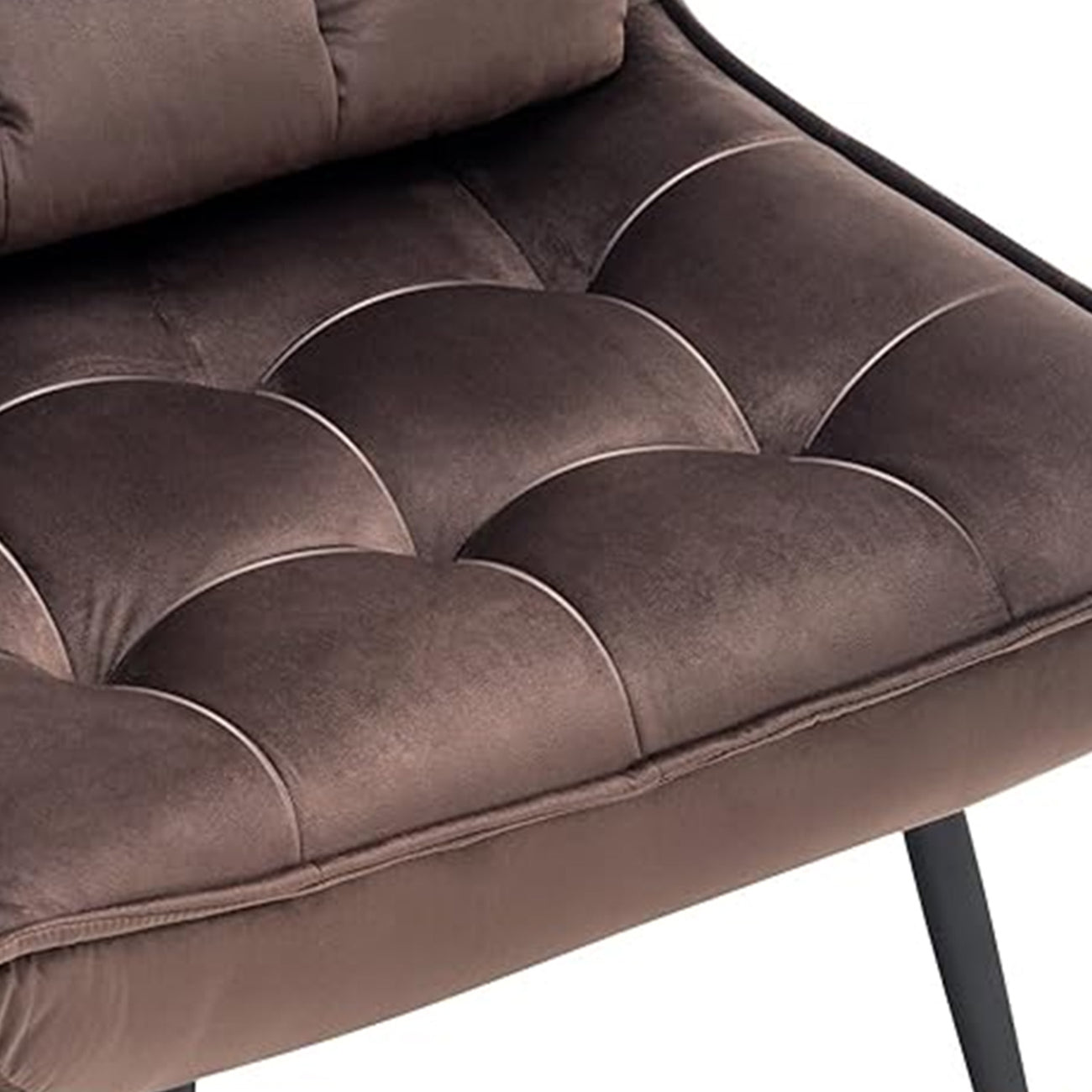 Buy Velvet Chair With Ottoman Footrest Brown at Best Price