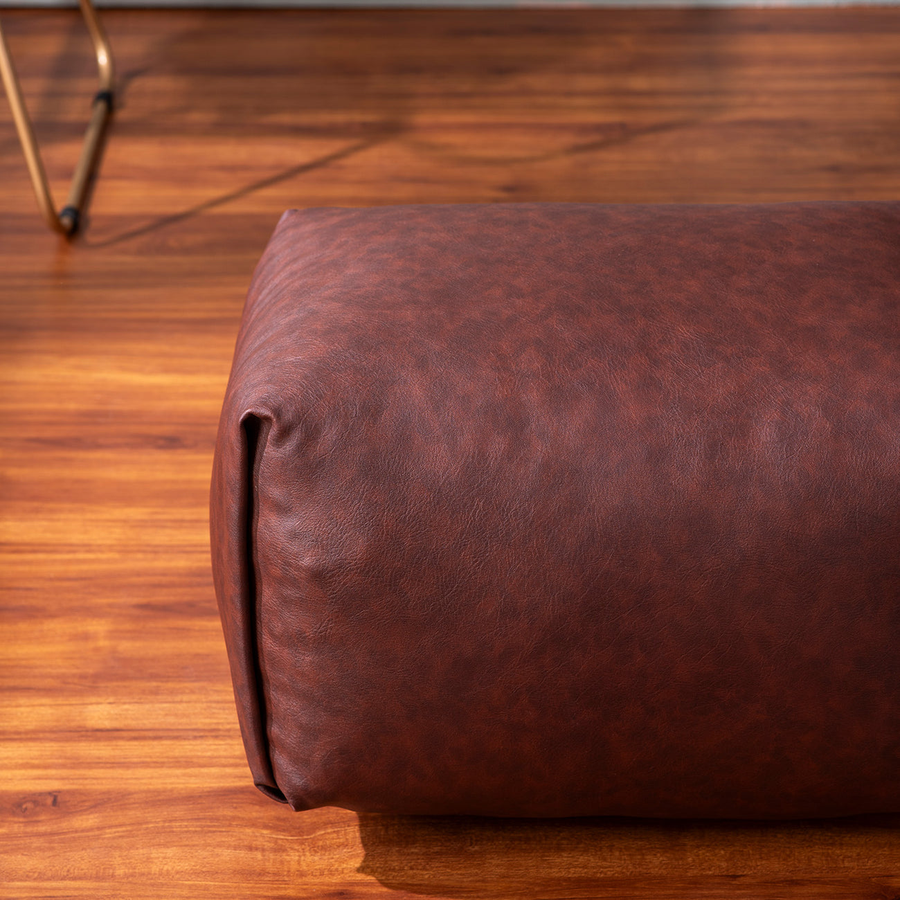 Buy Cuboid Collection Brown Faux Leather Pouf Ottoman Online India Store