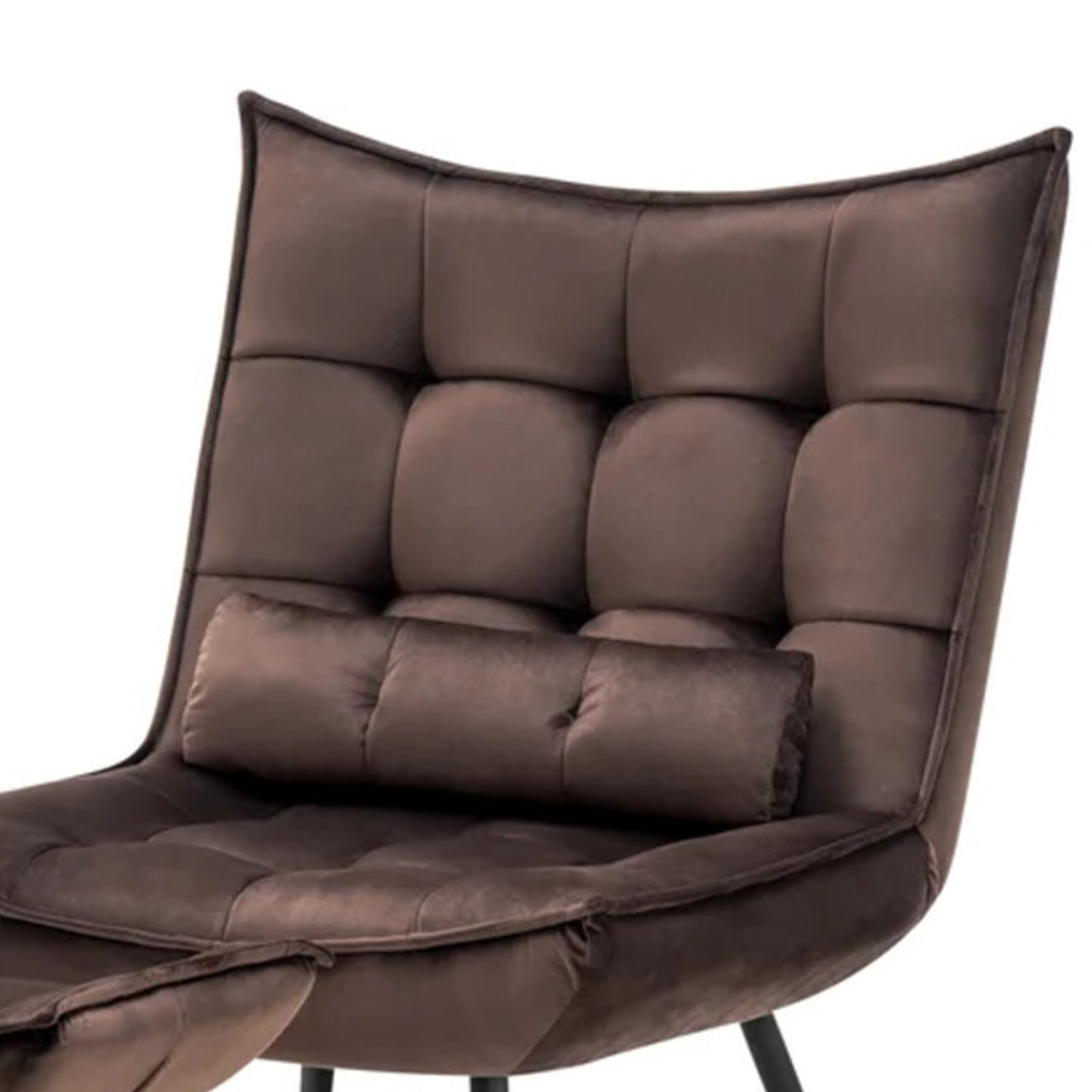 Buy Good Velvet Chair With Ottoman Footrest Brown Shop Now