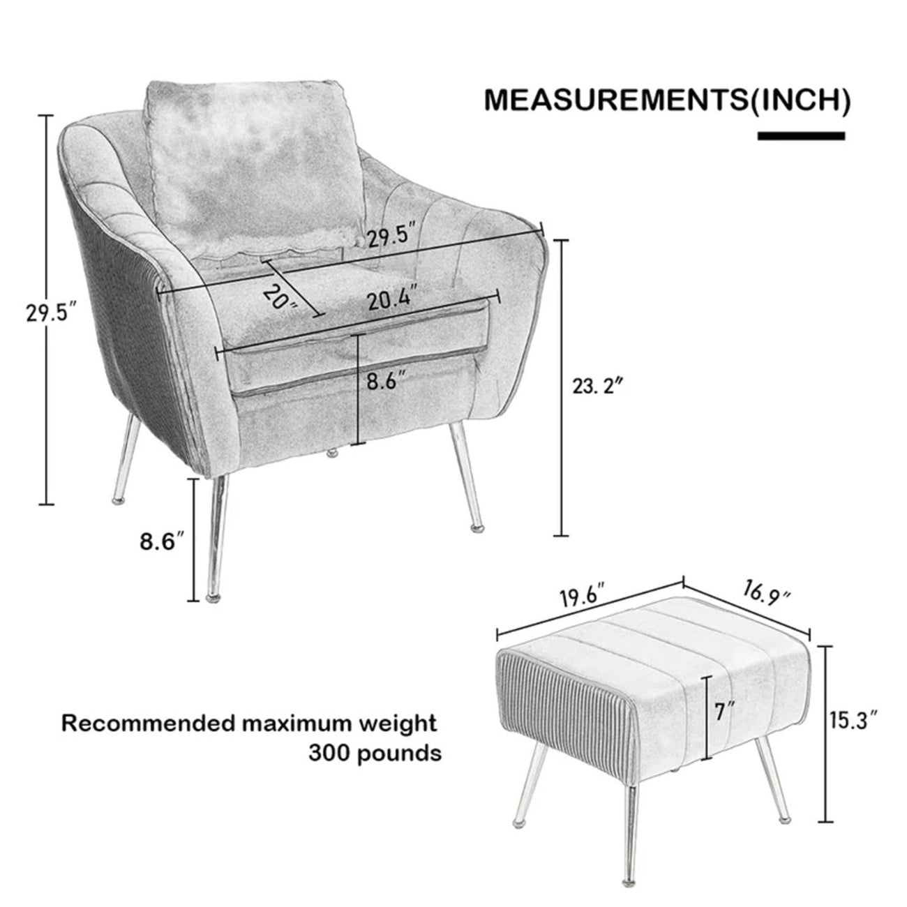 Buy Now Chairs With Ottomans Footrest grey Online