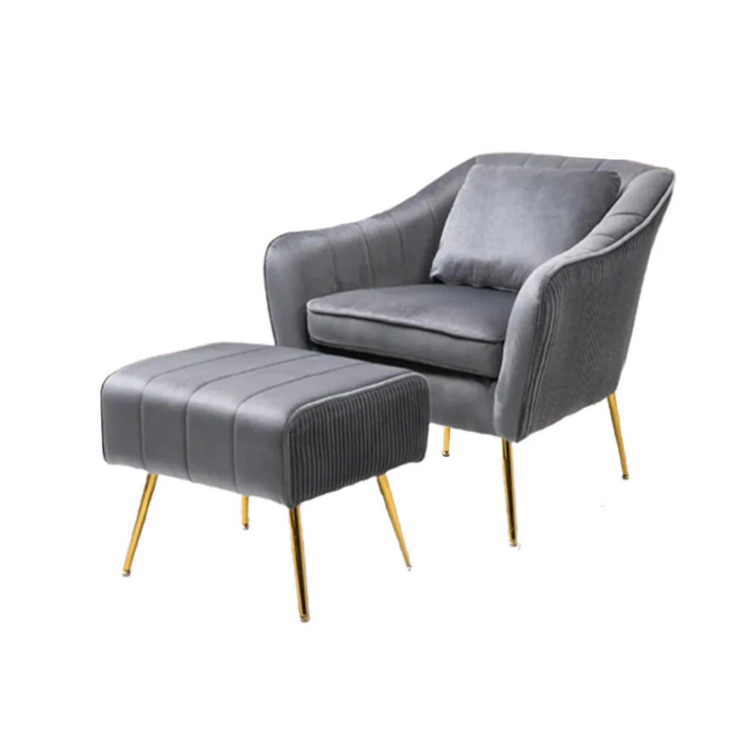 Buy Online Velvet Accent Chairs With Ottomans Footrest Grey India Store