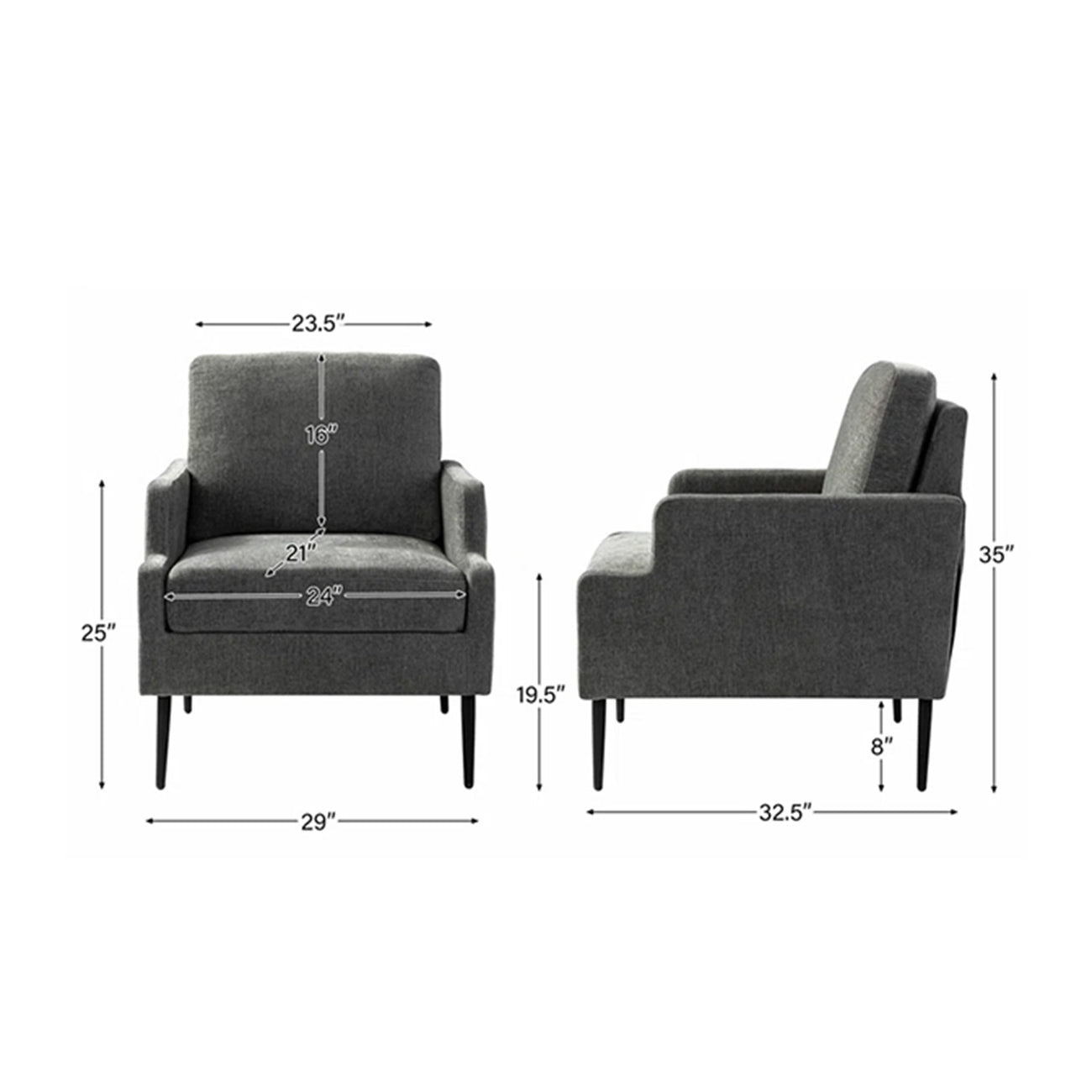 Classic Single Seater Sofa Dark Grey Online Best Price 