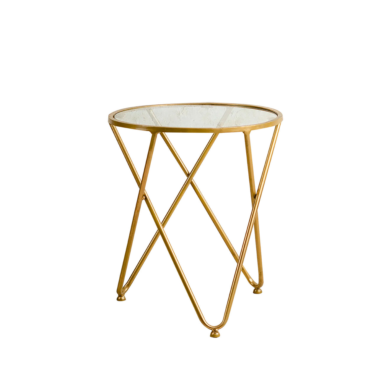 Contemporary Metallic Cross End Table in Gold Color