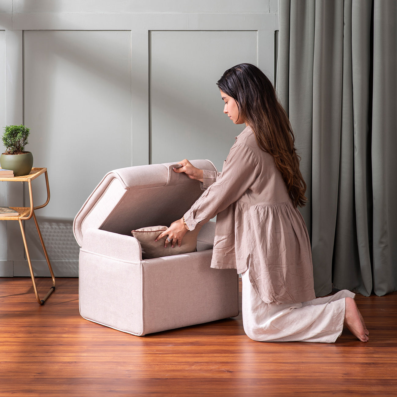 Buy Depot Collection Beige Storage Ottoman Online