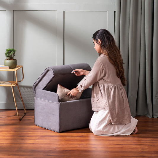 Buy Depot Collection Grey Storage Ottoman Online