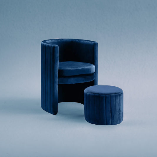 Buy Luxe Lounge Chair With Ottoman Footrest Blue Online