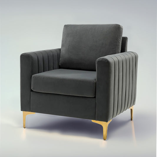 Buy Luxurious Velvet Accent Chair Gold Grey Online