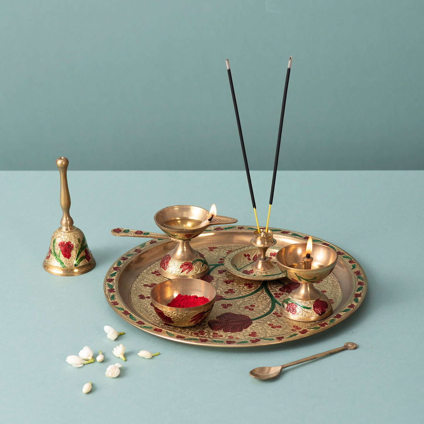 Elegant Brass Pooja Thali Set