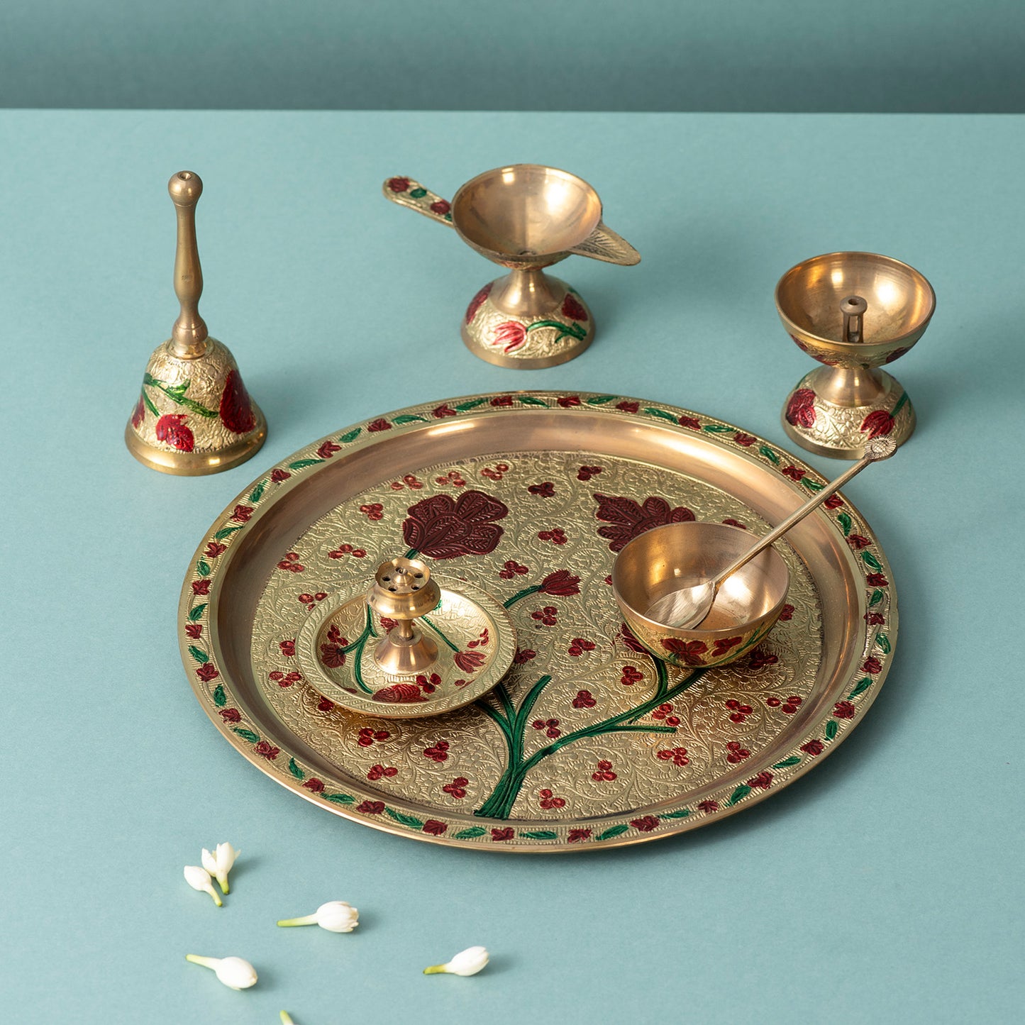 Elegant Brass Pooja Thali Set