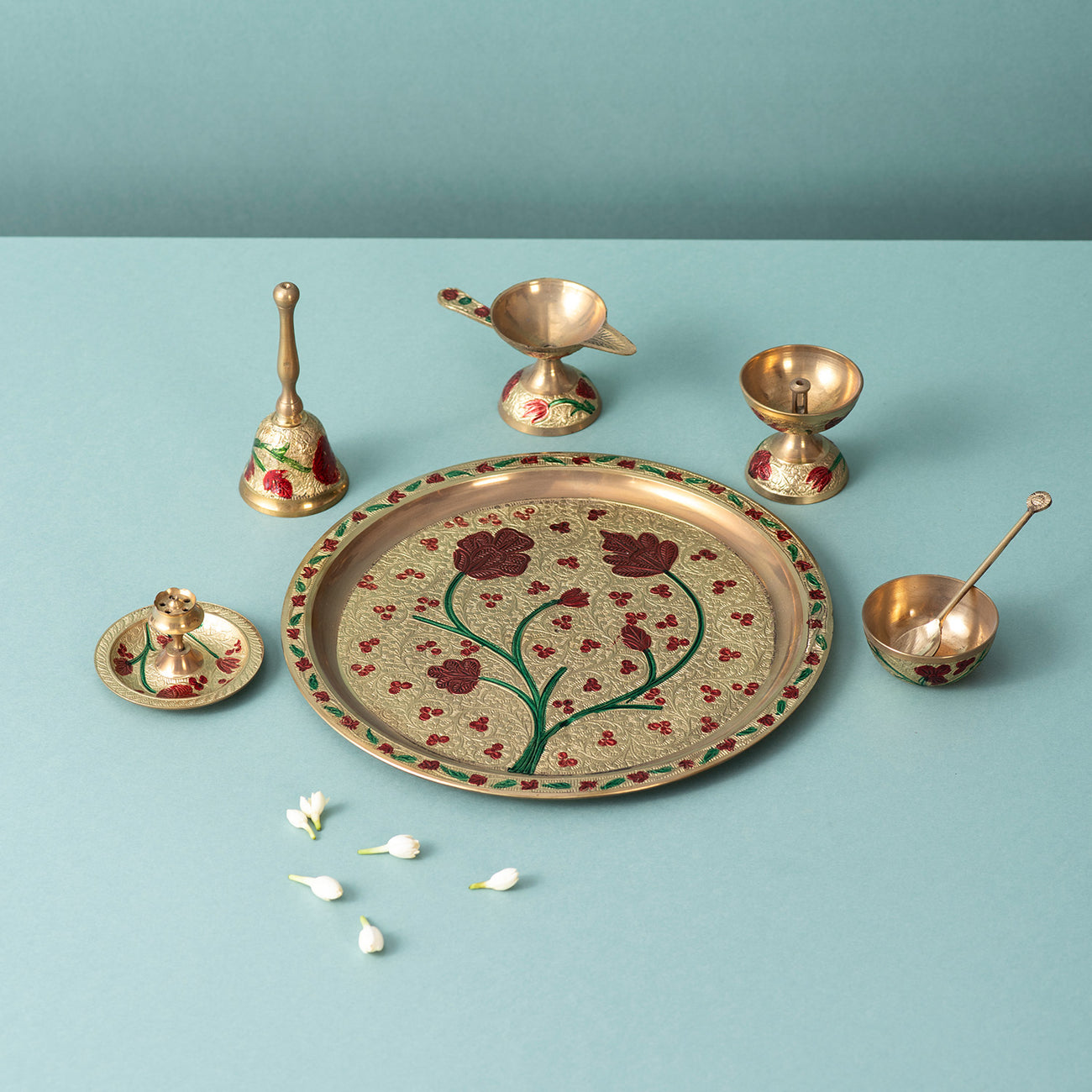 Elegant Brass Pooja Thali Set