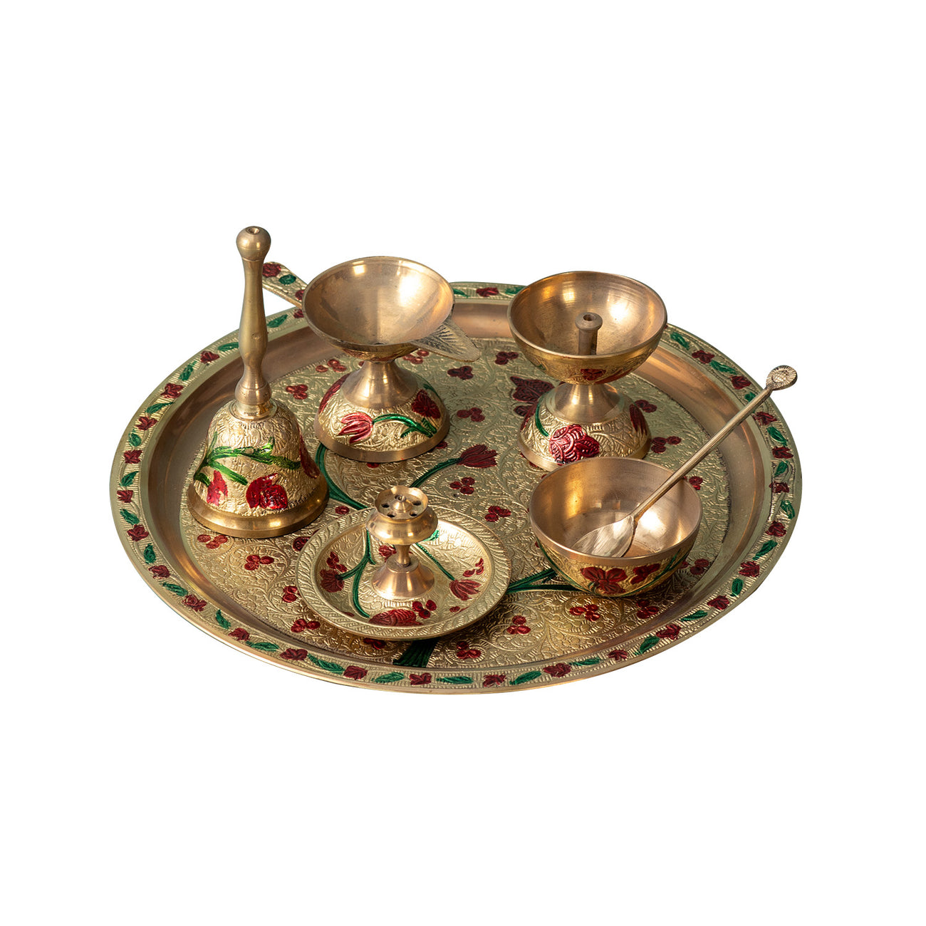 Elegant Brass Pooja Thali Set