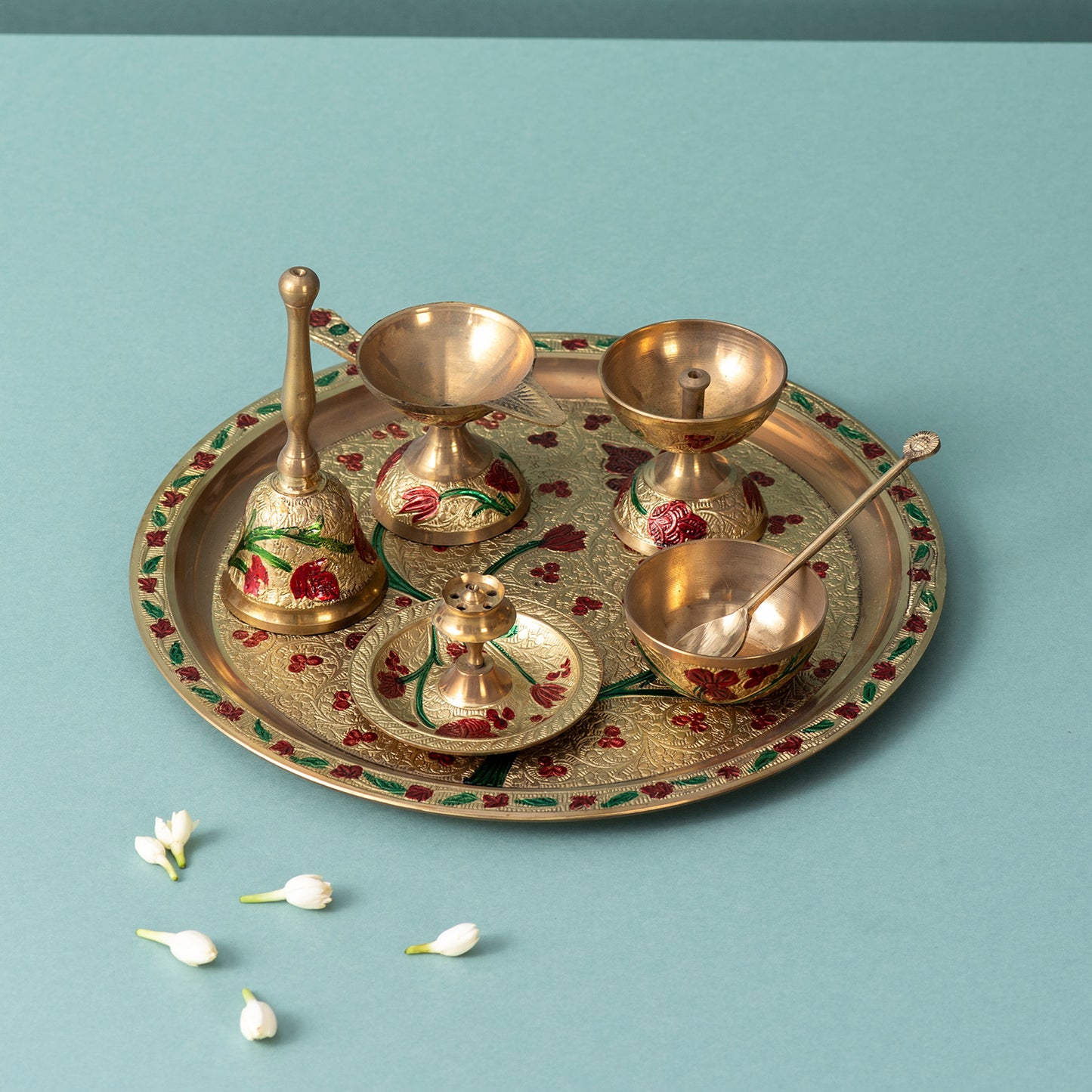 Elegant Brass Pooja Thali Set