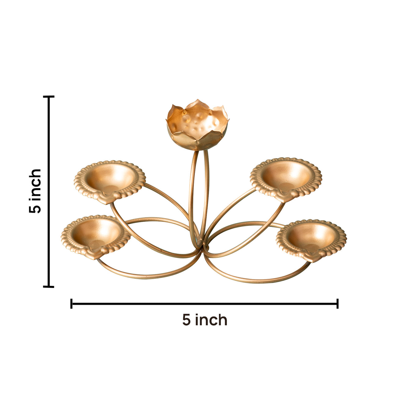 Elegant Golden Lotus Candle Holder Urli 4 Diyas