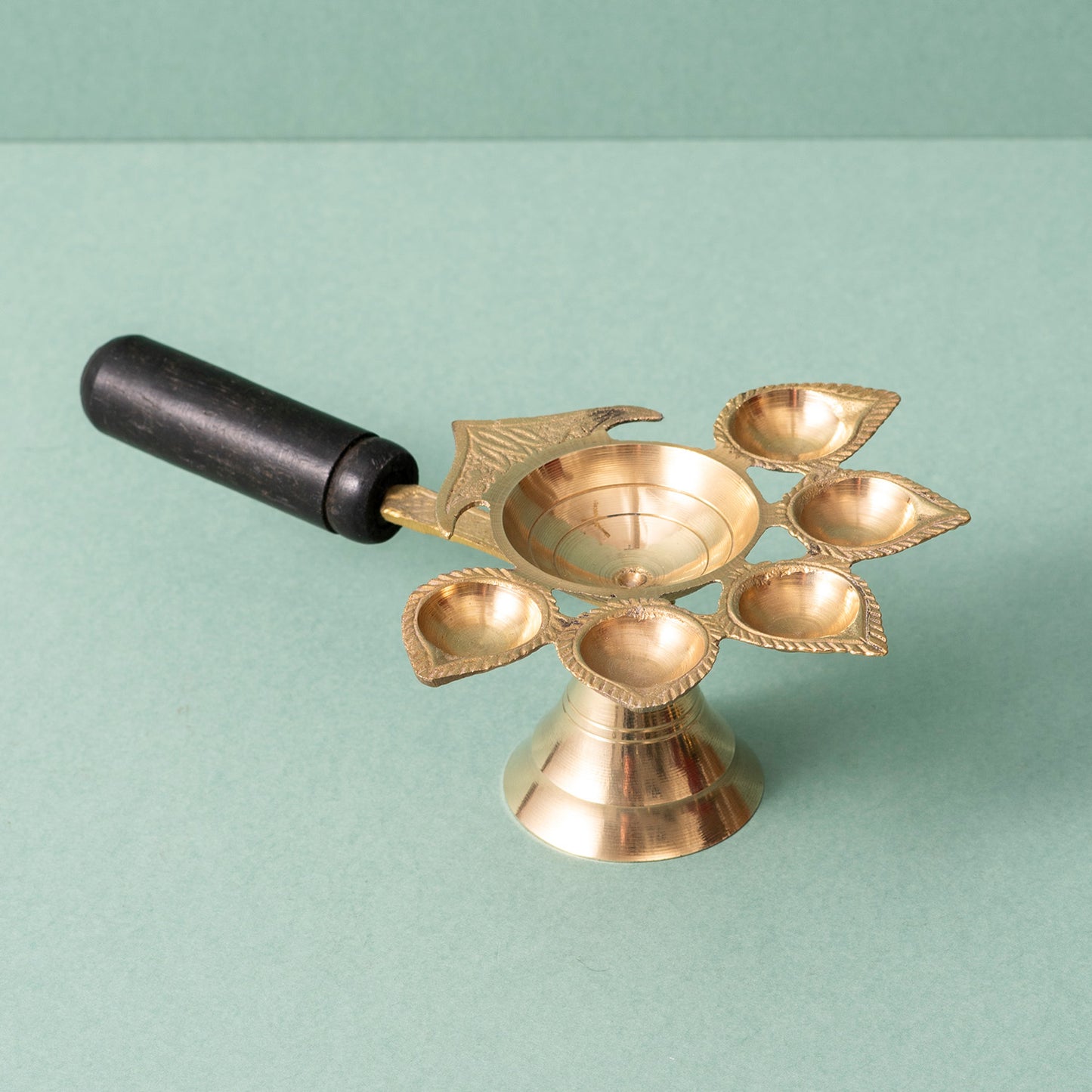 Elegant Brass Pooja Diya Stand for Arti